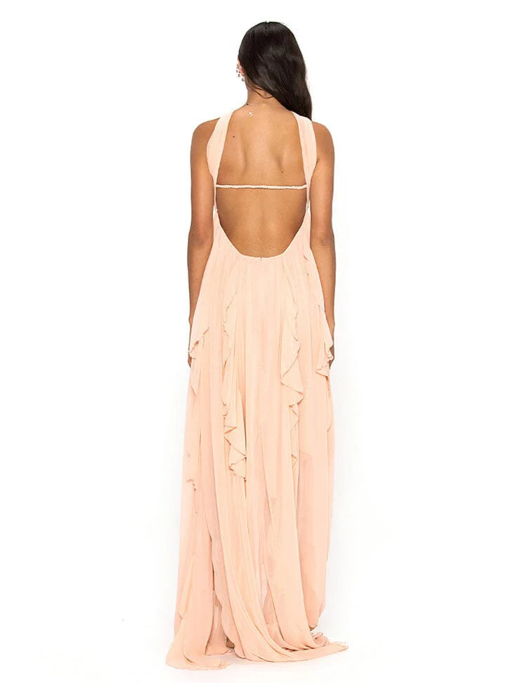 Robe irrégulière en dentelle rose
